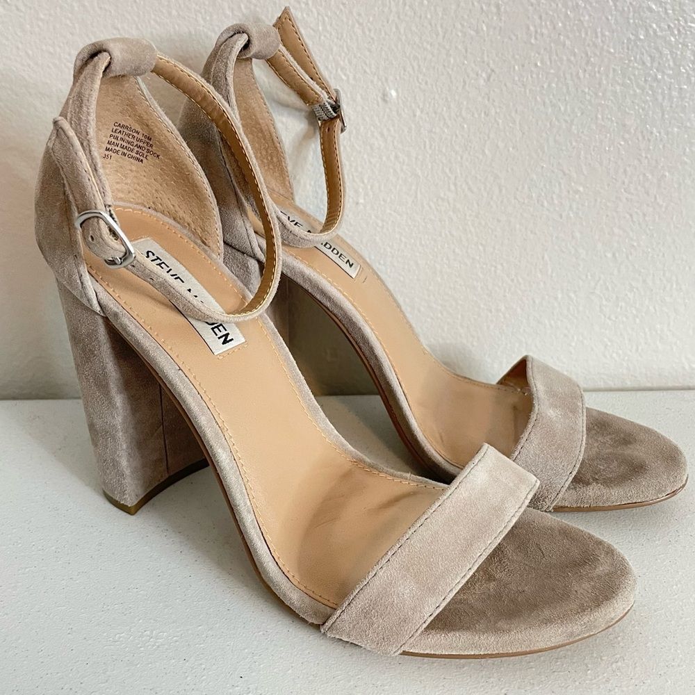Steve Madden Carrson Blush Suede Heeled Sandals Size 10 - Picture 2 of 14